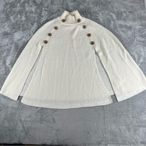 NWT Linda Anderson Sweater Women's One Size Cream Shawl Poncho Knit Cape Y2K